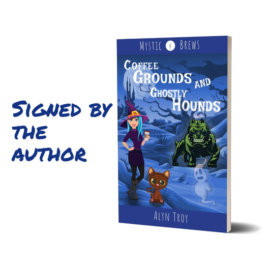 Signed Copy Coffee Grounds and Ghostly Hounds MB#4 PAPERBACK