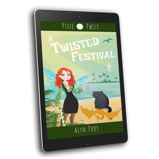 A Twisted Festival ebook cover. Cozy Mystery with a Pixie Twist.