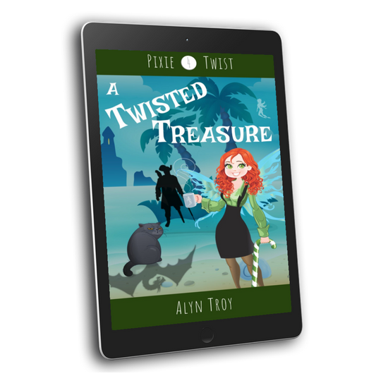 A Twisted Treasure ebook photo. Cozy Mystery with a pixie twist.